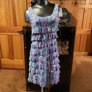 Lulu B Cha Cha Dress XS Stretch Ruffle UPF Cooling Resort NWOT